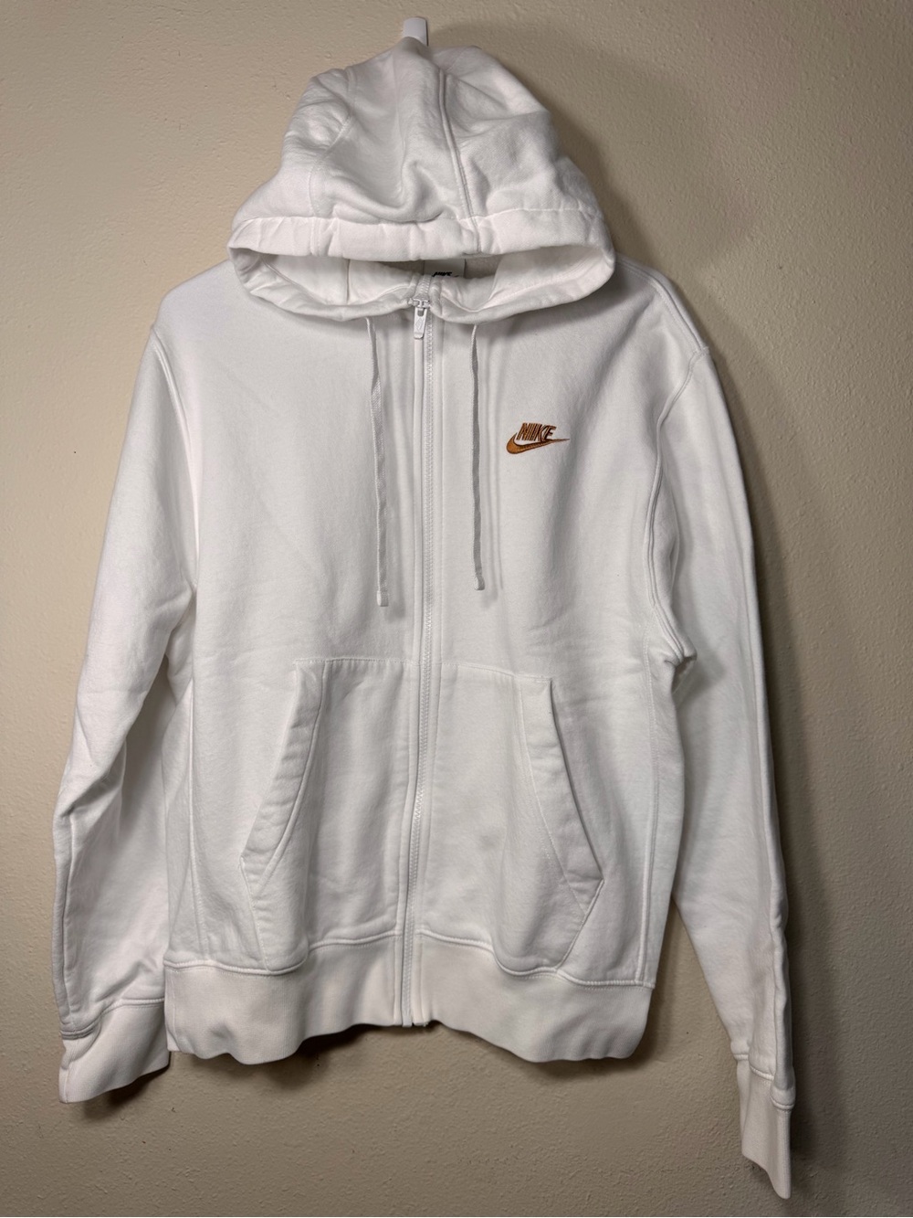 White Nike Club Fleece Full-Zip Hoodie